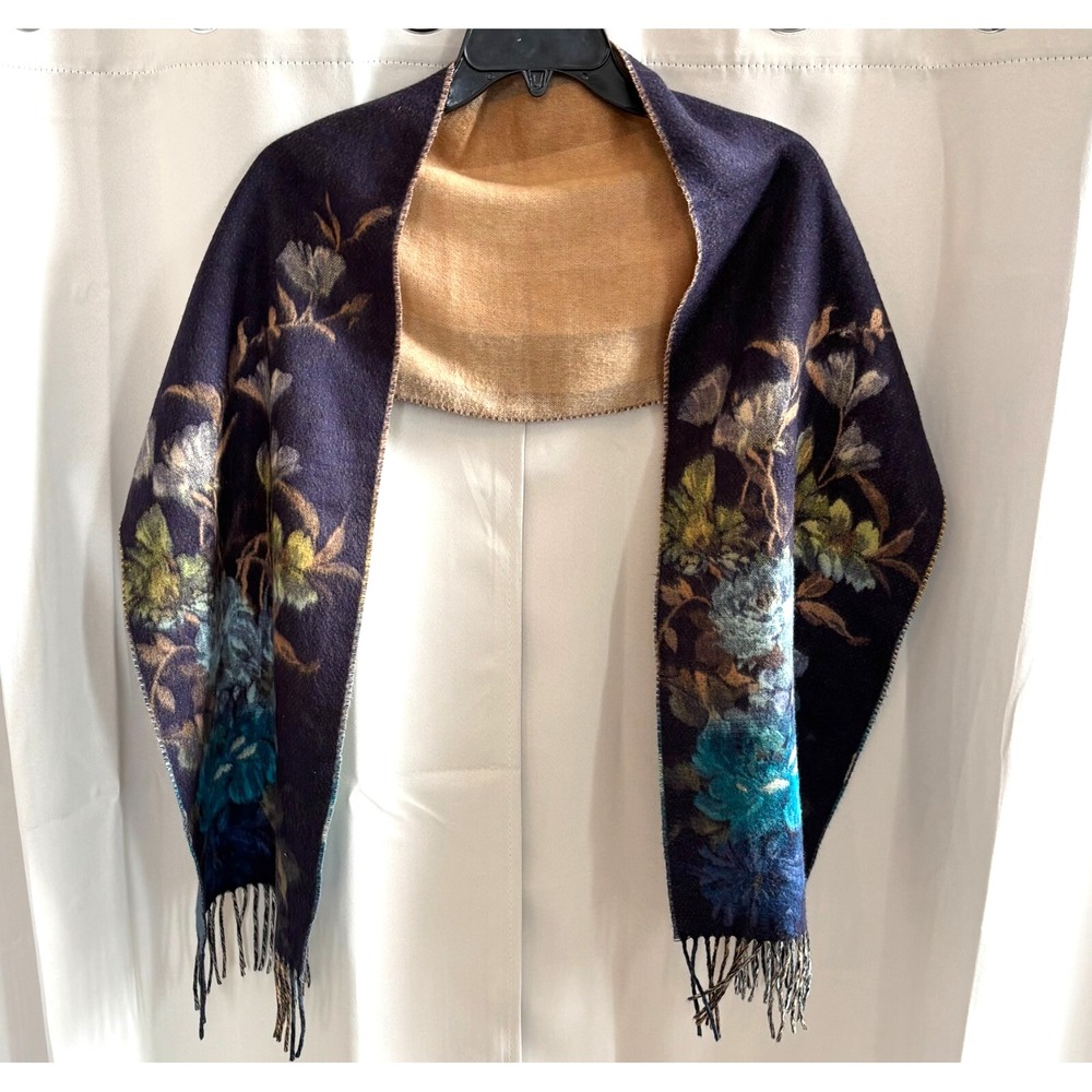 Fraas Cashmink Scarf Floral Reversible Boho Old Money Fairycore Hobo Chic 18173x